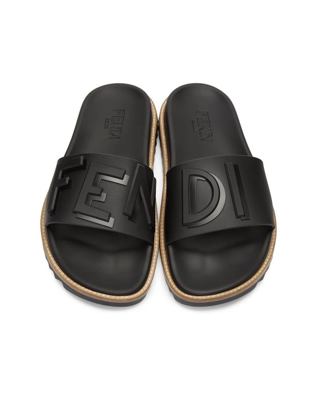 Fendi Black Vocabulary Slides for Men | Lyst