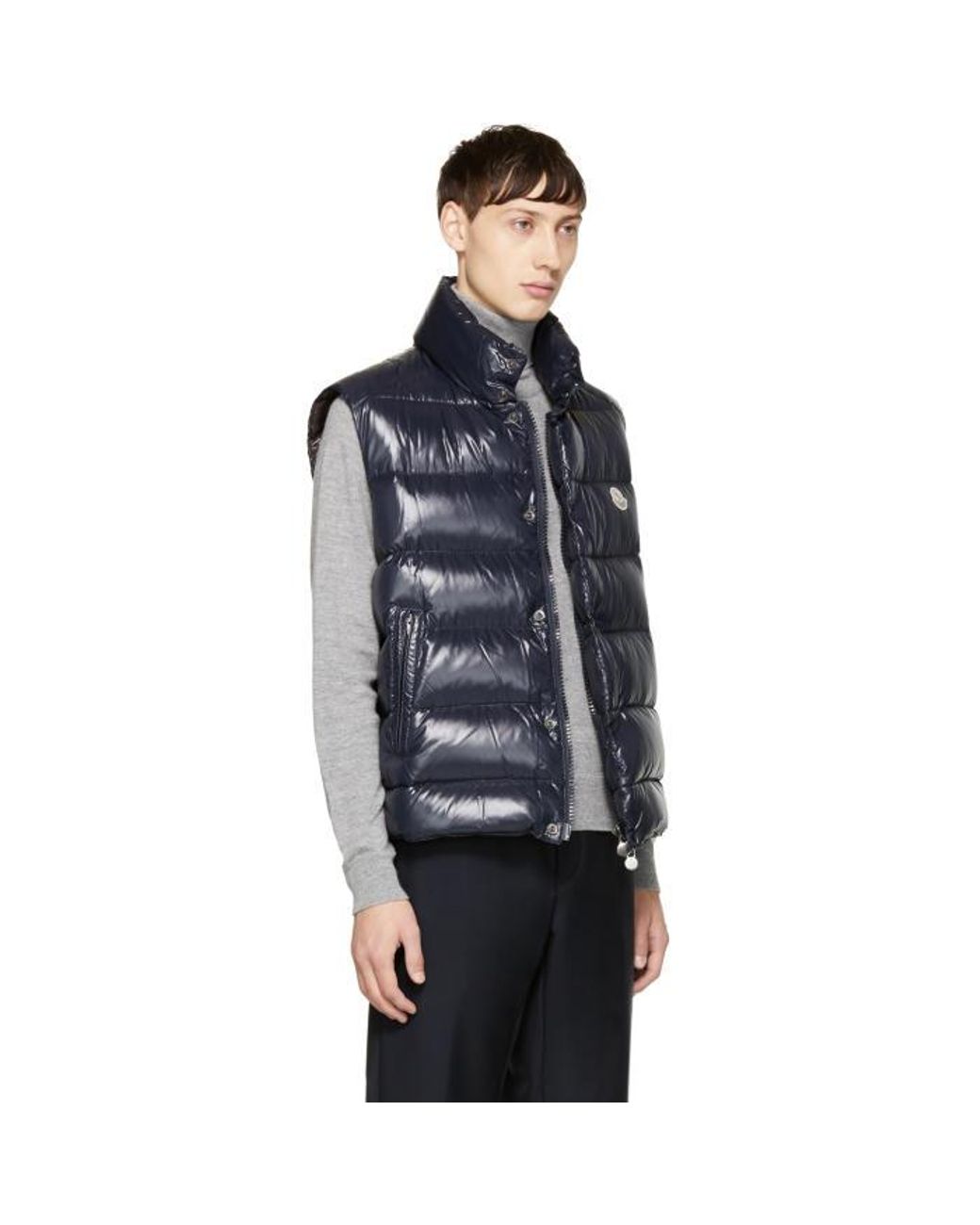 Moncler Navy Down Tib Vest in Blue for Men | Lyst Canada