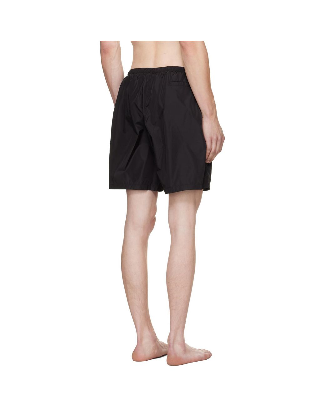 Palm Angels Black Curved Logo Classic Swim Shorts for men