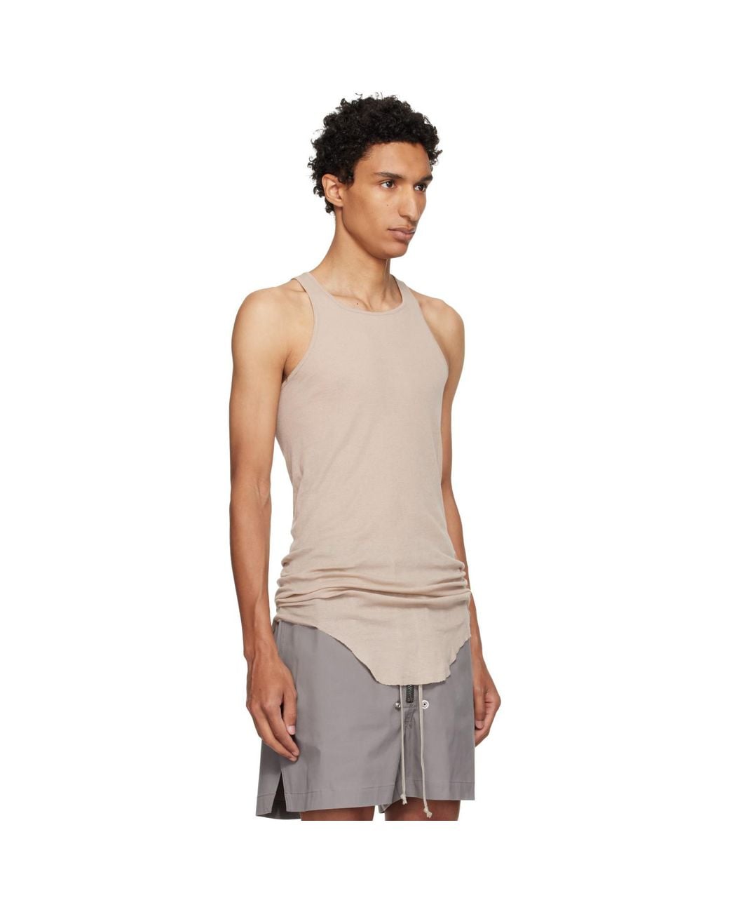 Rick Owens Natural Taupe Tower Basic Rib Tank Top for men
