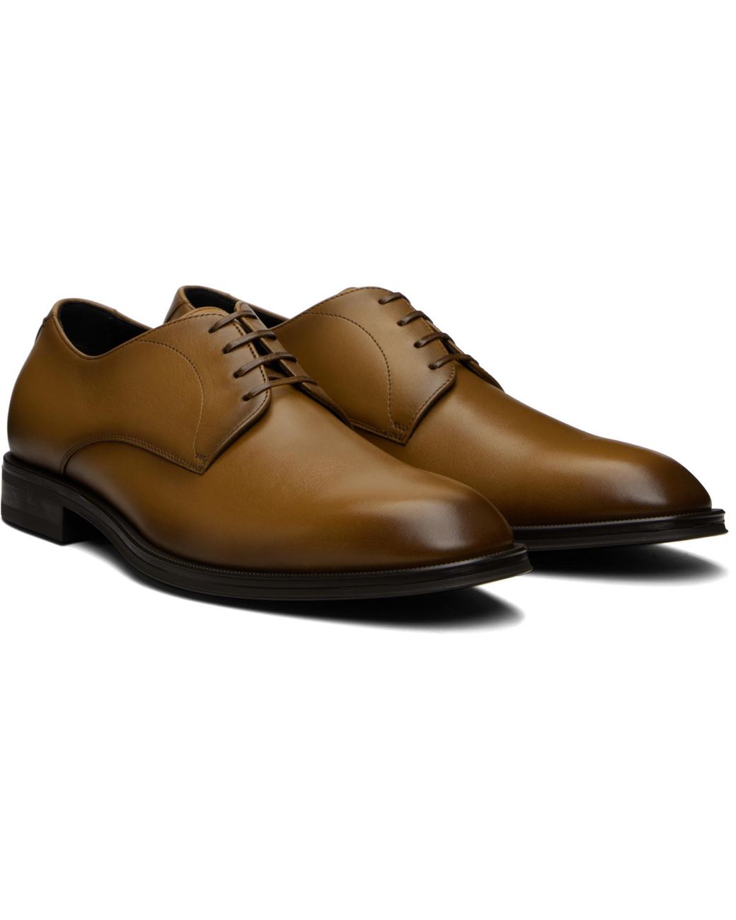 Boss Black Leather Stitching-Detail Derbys for men