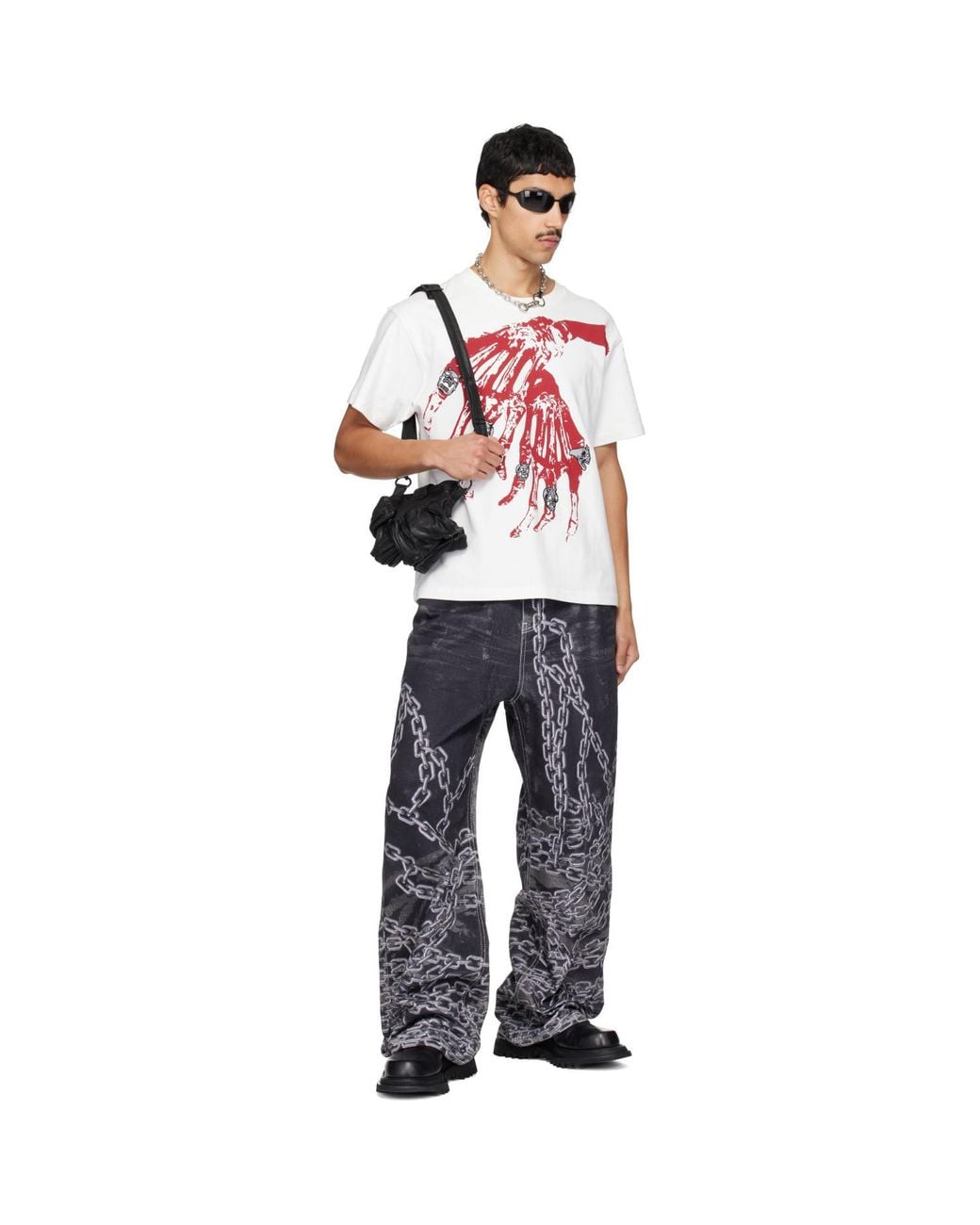 THUG CLUB Red Tc Bone Cross T-Shirt for men