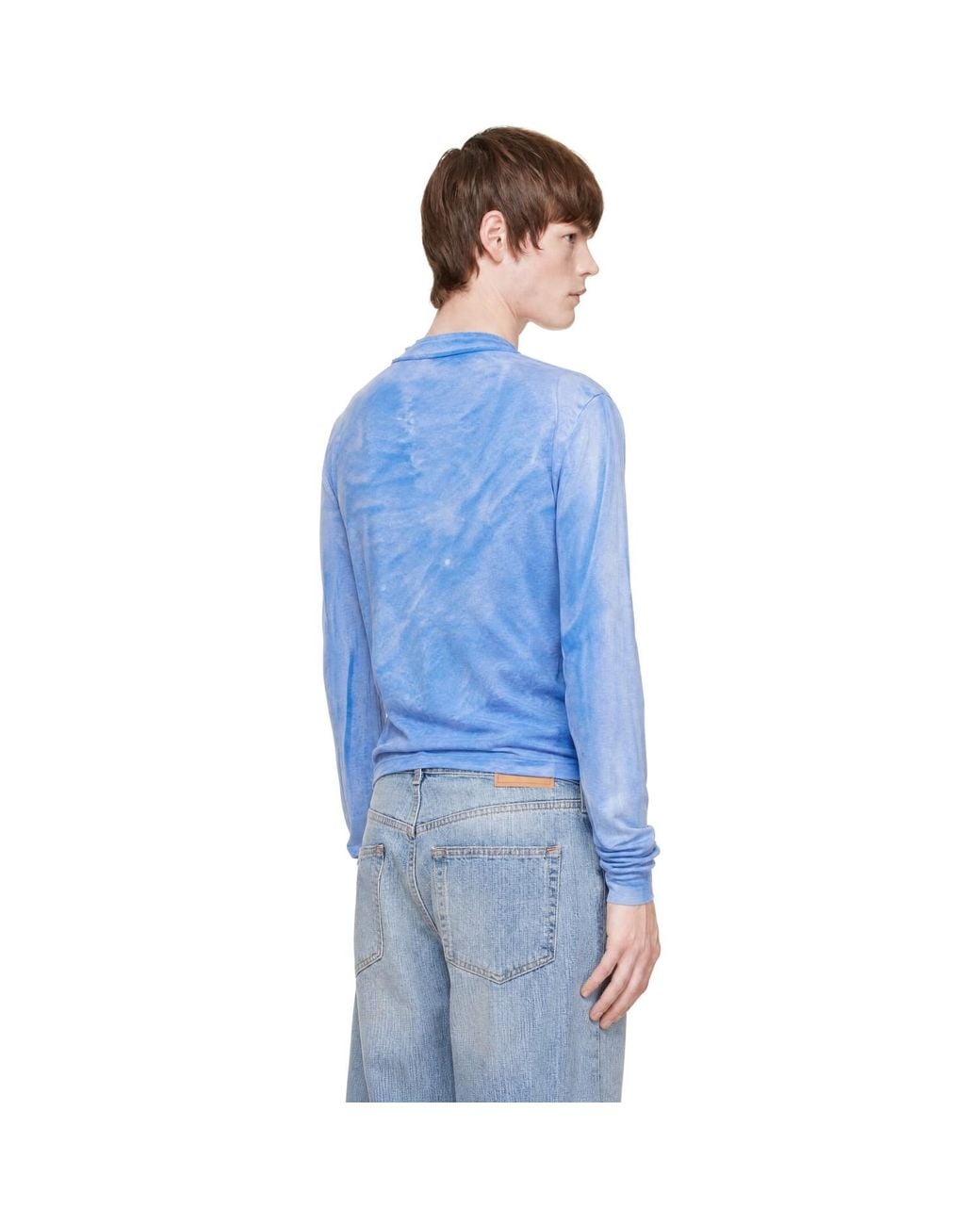 Edward Cuming Blue Stacked Henley for men