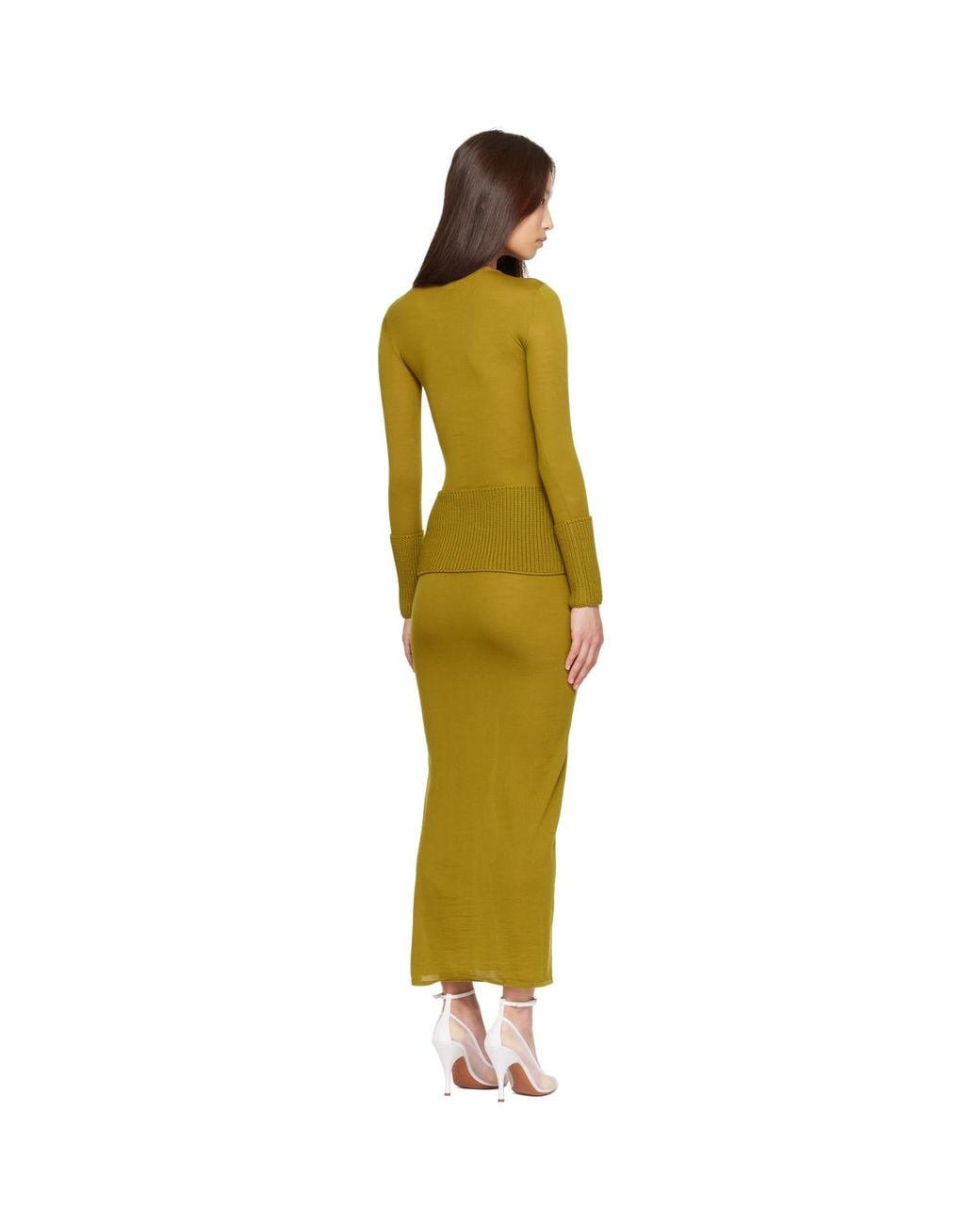 Alaïa Yellow Merino Bodycon Maxi Dress