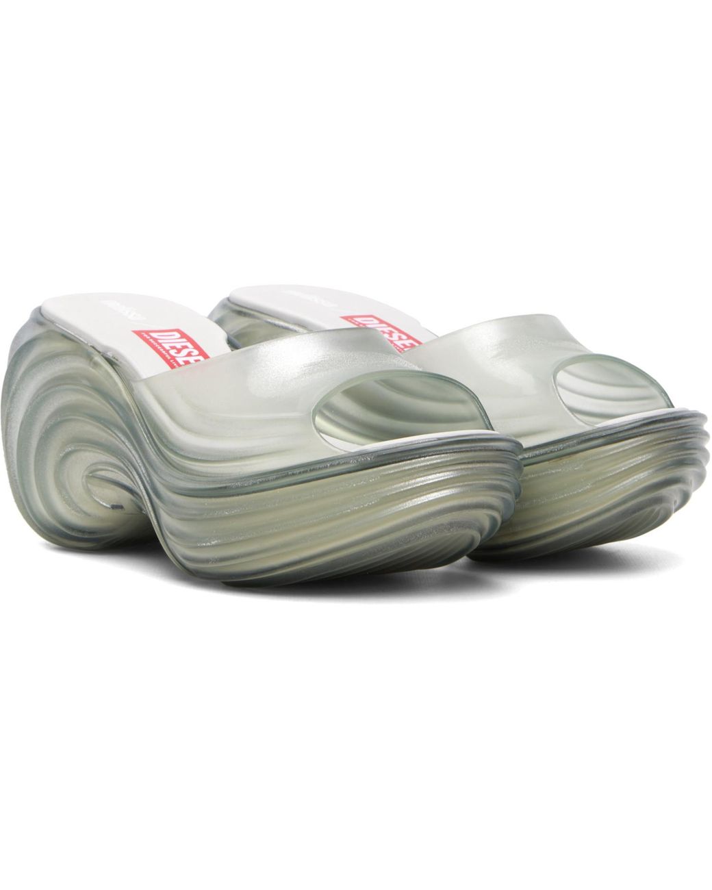 DIESEL Gray Transparent Melissa Edition Platform Mule Sandals