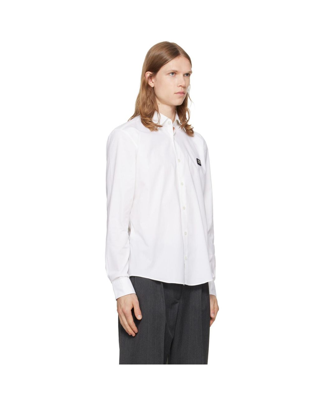 HUGO White Stretch-Cotton Canvas Slim-Fit Shirt for men