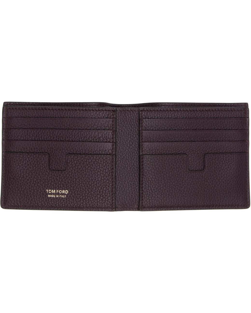 Tom Ford Multicolor Burgundy Grain Leather Classic Bifold Wallet for men
