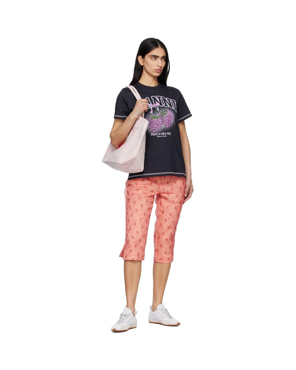 Ganni Multicolor Shibori Organza Capri Trousers