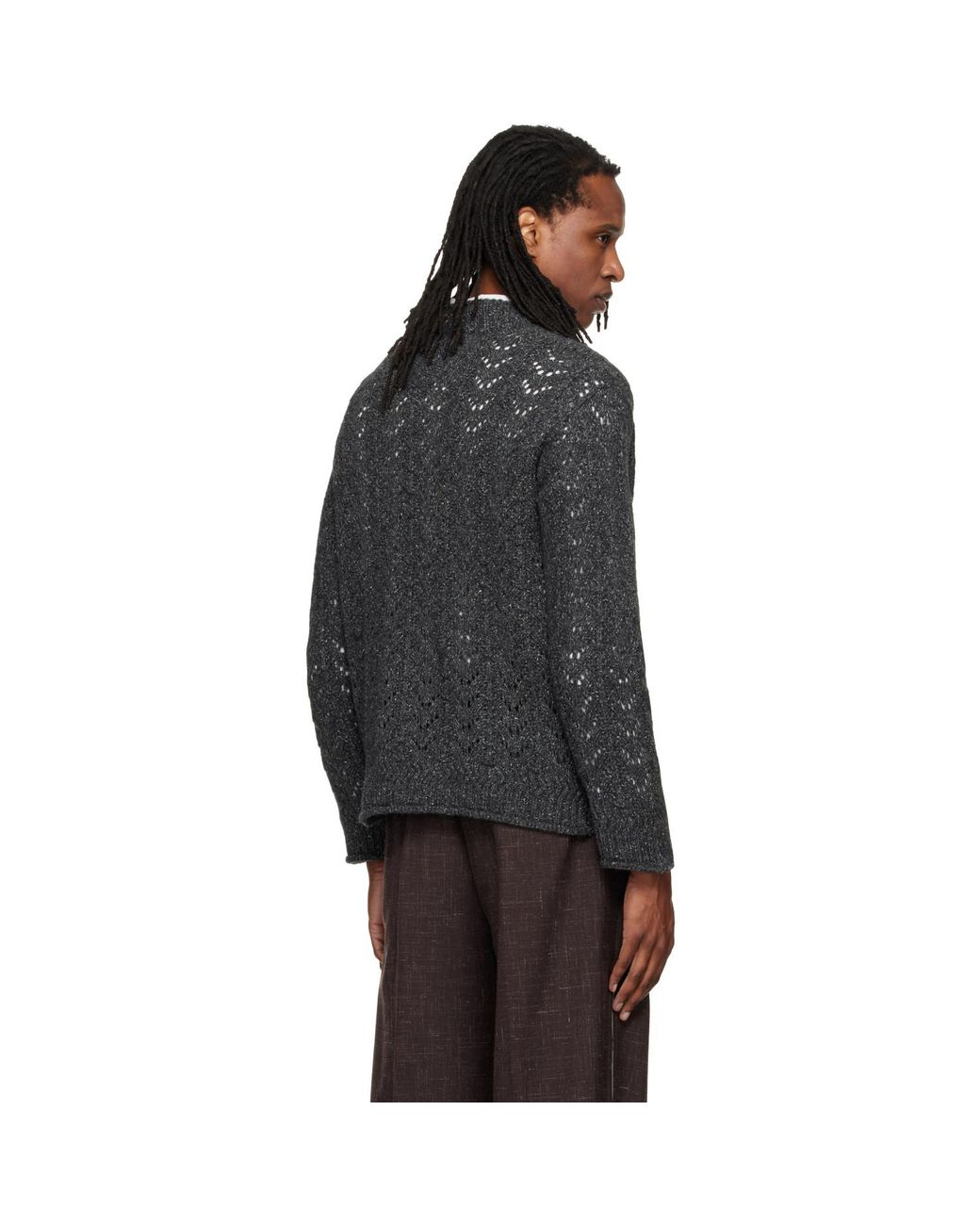 NULLUS Black Eyelet Sweater for men
