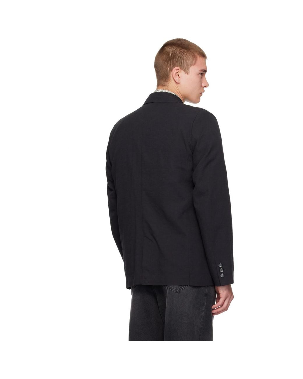 Palmes Black Double-Breasted Blazer for men