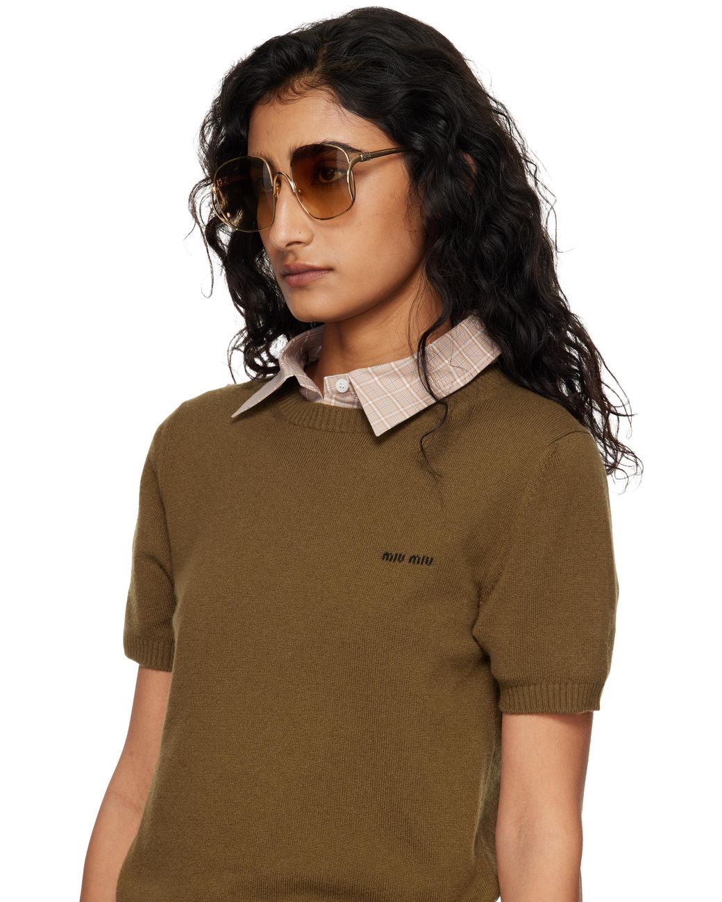 Miu Miu Black Oversized Metal Sunglasses