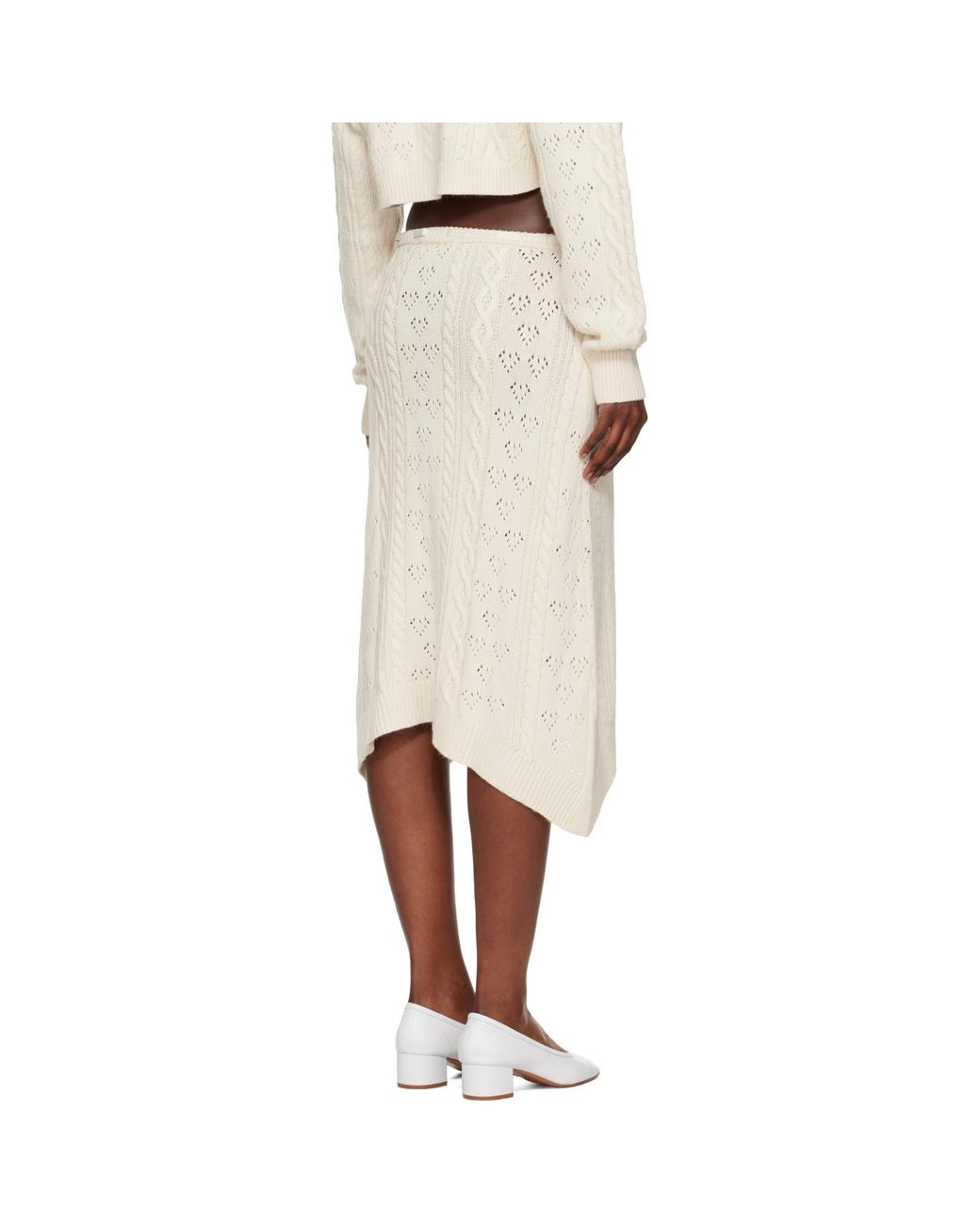 GUIZIO Natural Off- Noah Wool Cable Midi Skirt