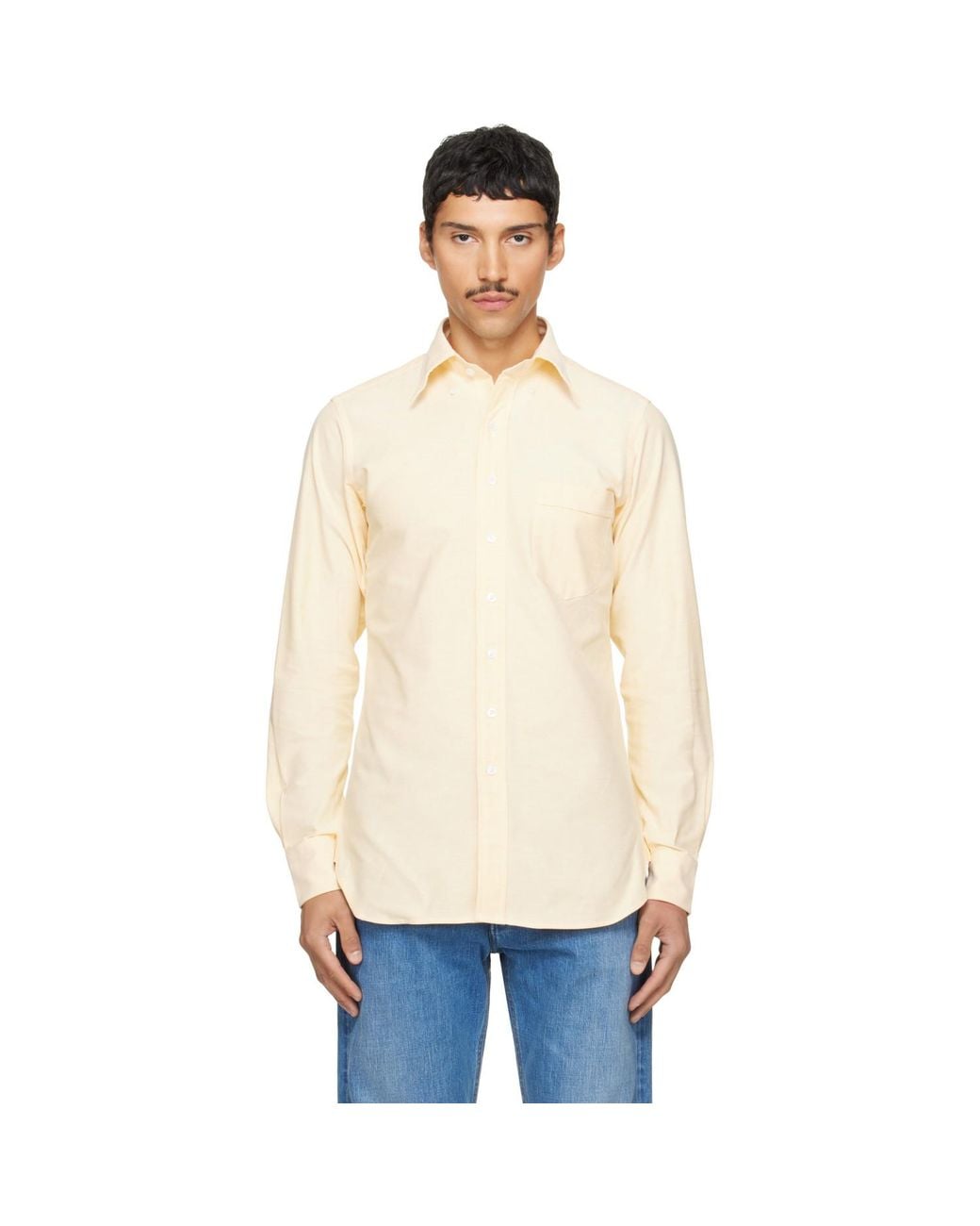 Drake's Natural Cotton Oxford Cloth Button-Down Shirt for men