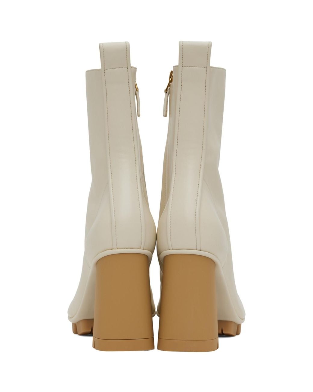 Bottega Veneta White Off- Shore Ankle Boots