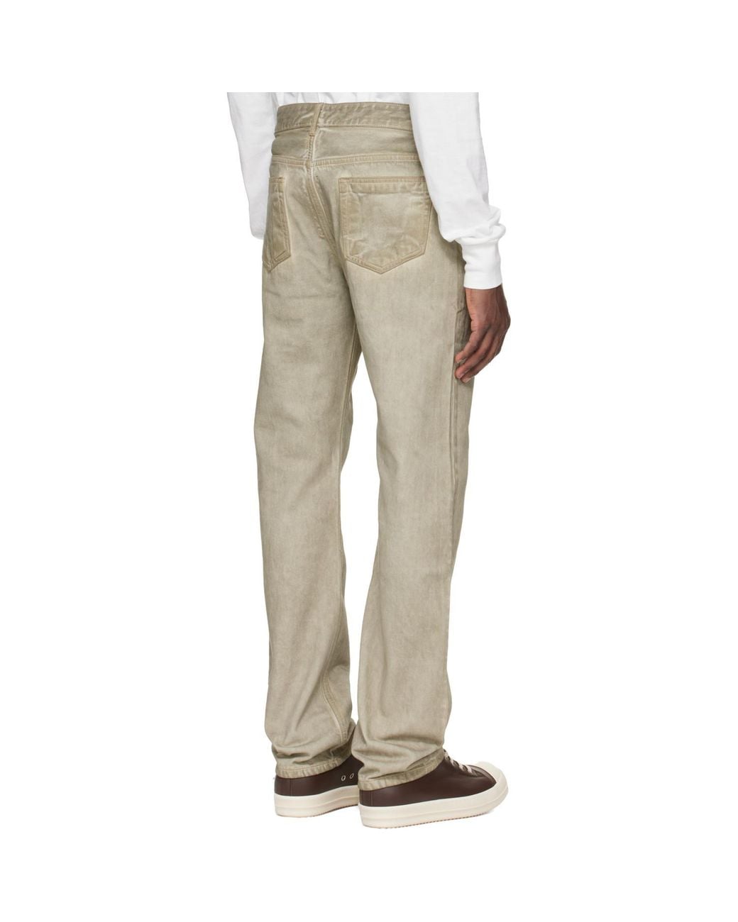 Rick Owens Natural Temple Fog Cut Jeans for men