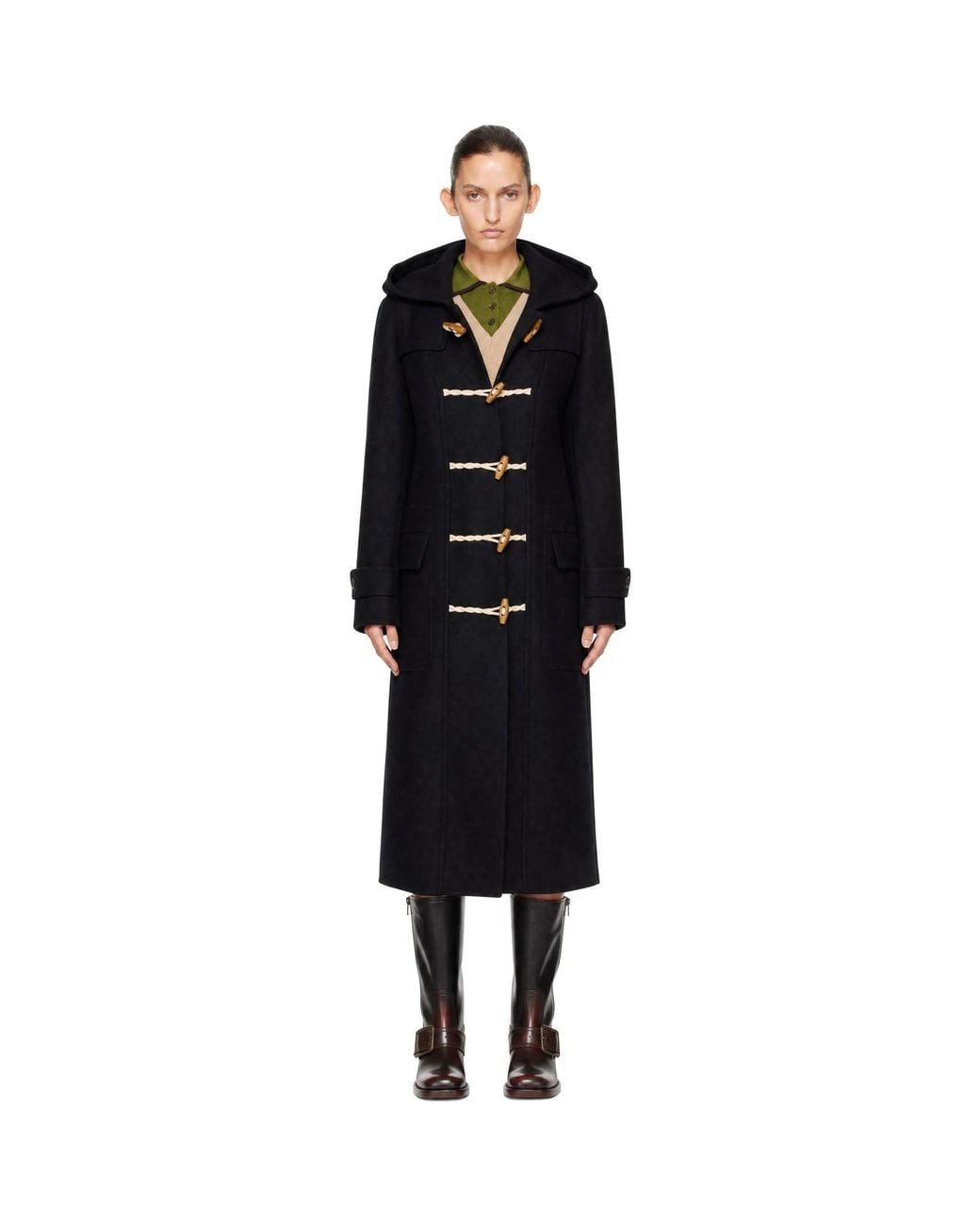 Dries Van Noten Black Wool Duffle Coat
