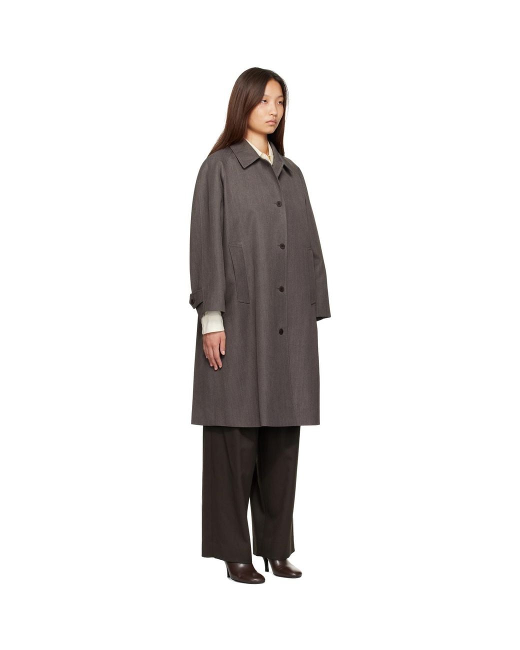 NOTHING WRITTEN Gray Balmacaan Coat