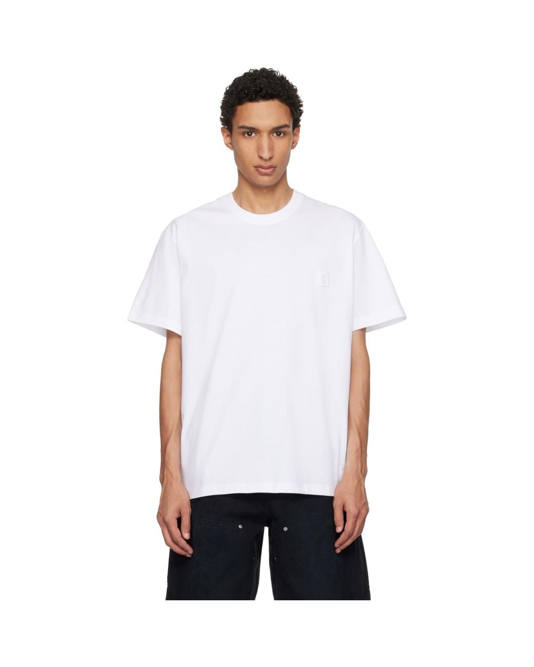 Wooyoungmi White Cotton Back Logo T-Shirt for men