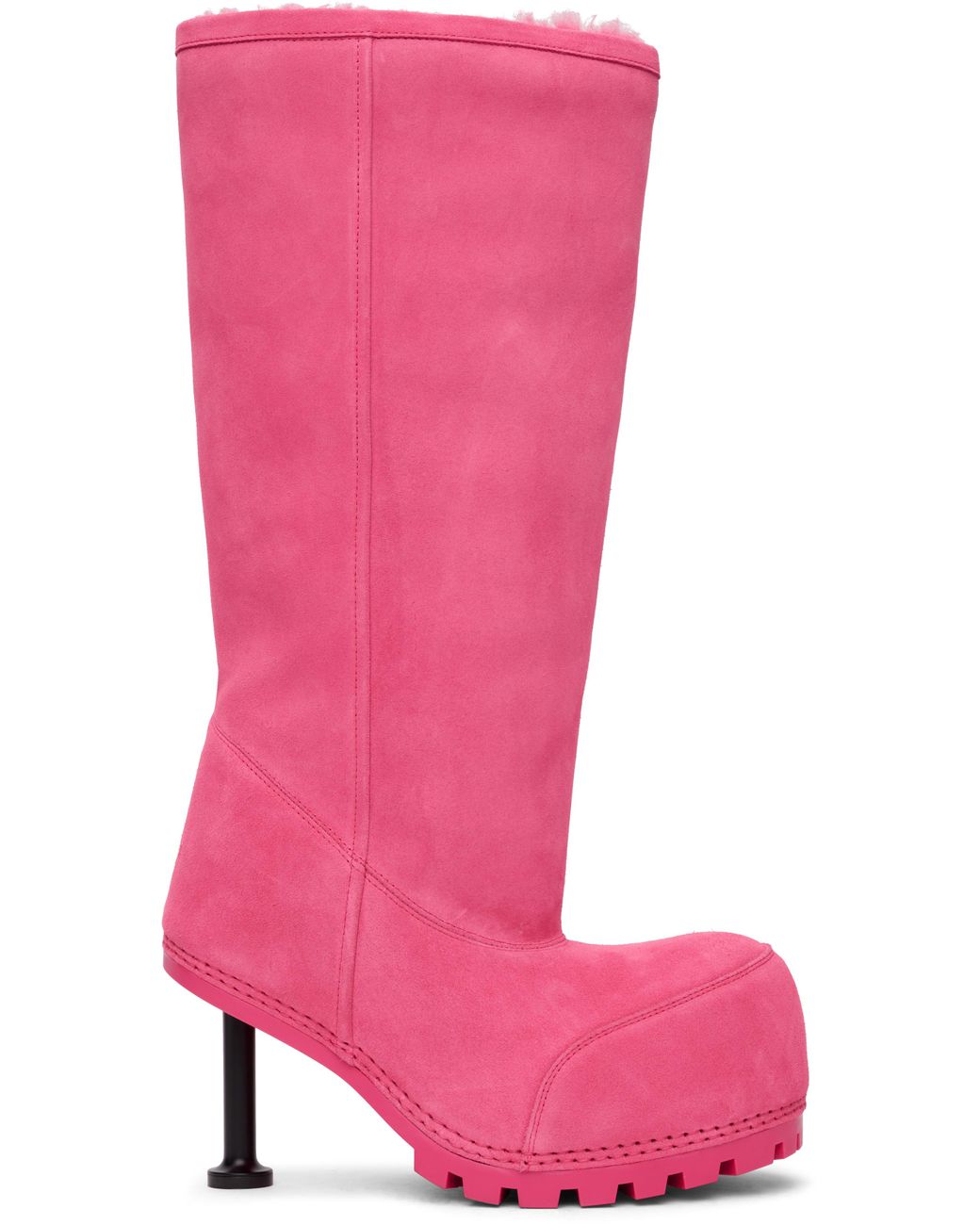 Balenciaga Alaska Fur Tall Boots in Pink | Lyst