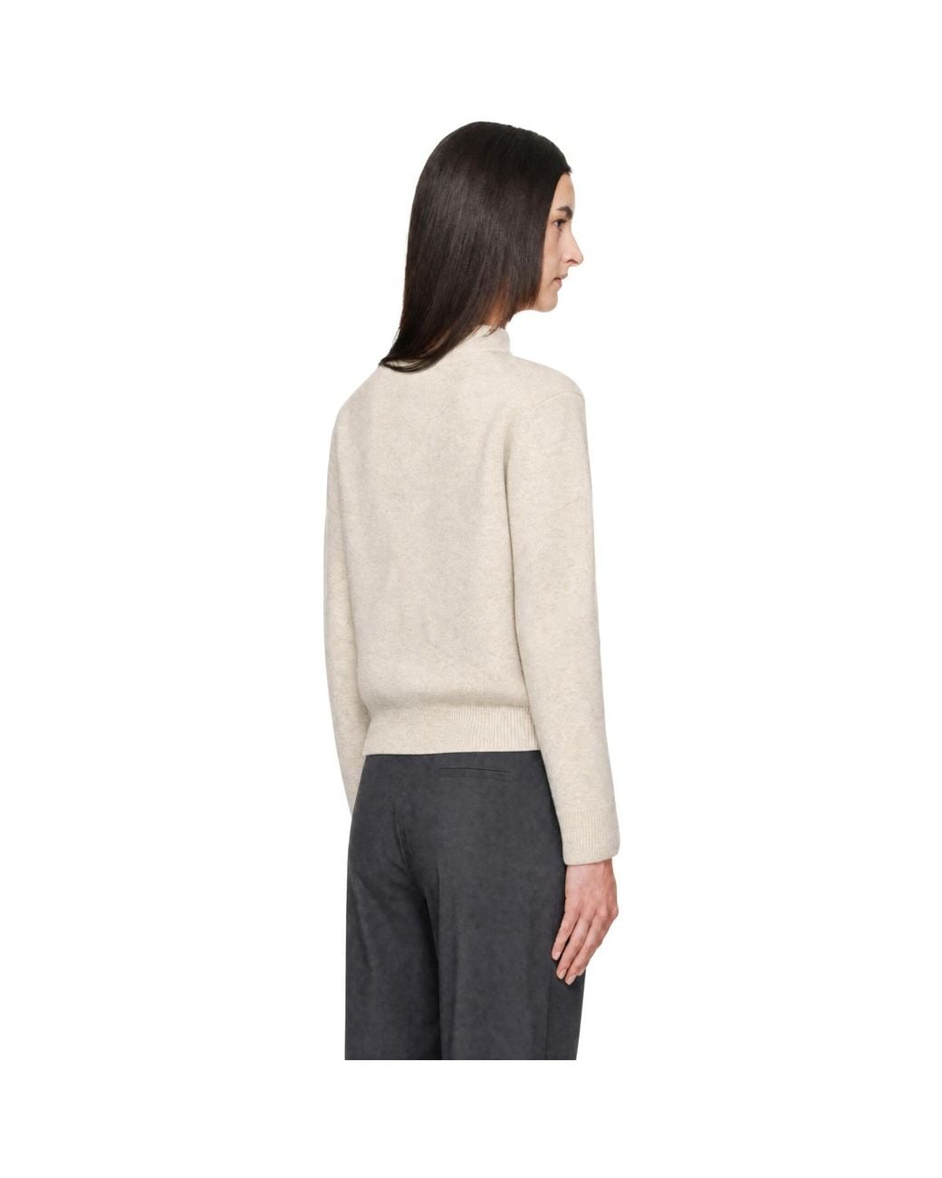 Maison Kitsuné White Fox Head Lambswool High Neck Cardigan