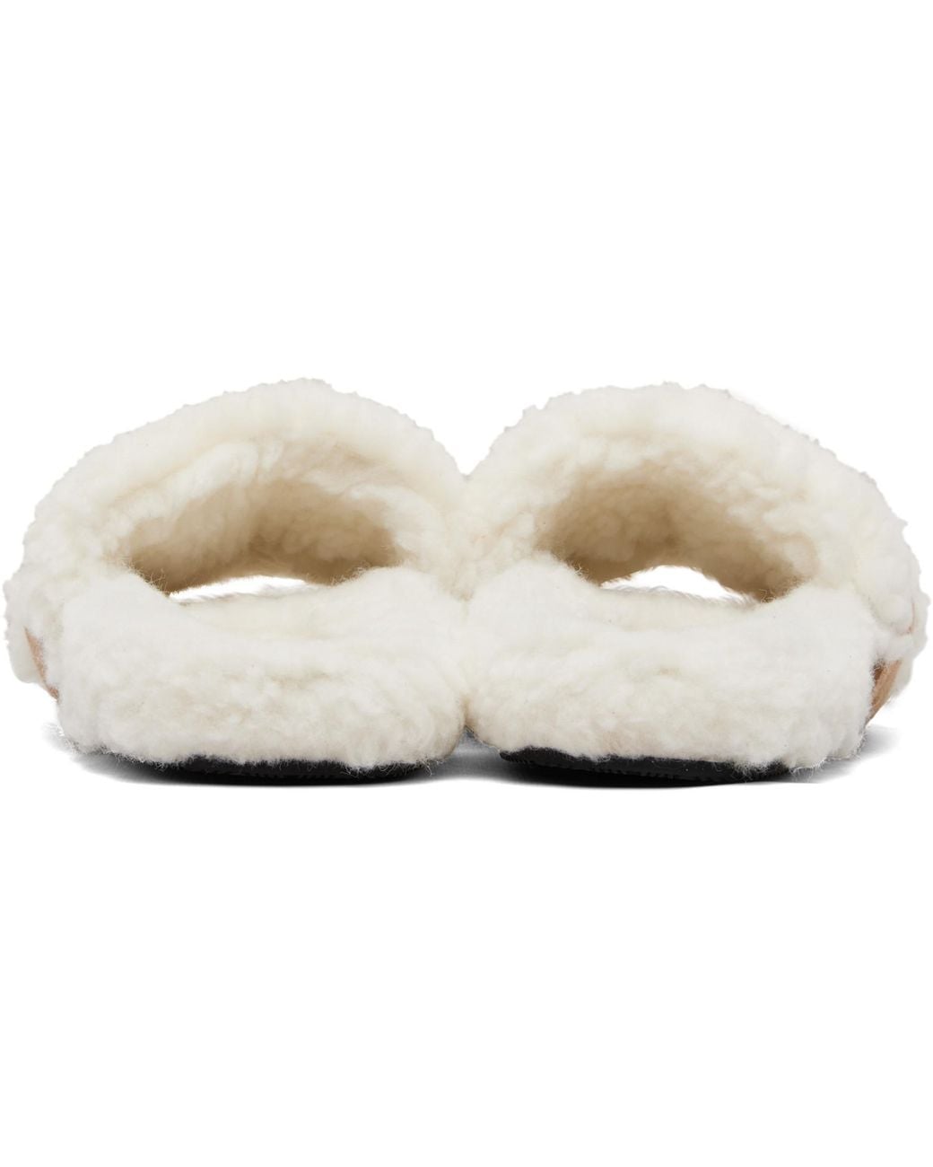 Balenciaga Natural Tan & Off- Furry Slides