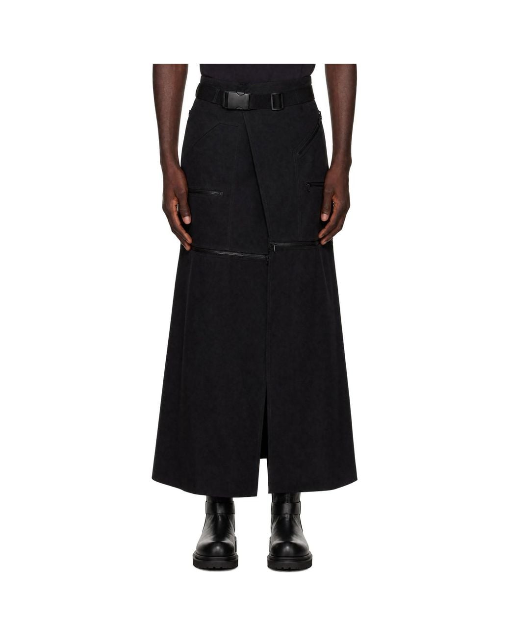 Rick Owens Black Concordians Odetta Cargo Maxi Skirt for men