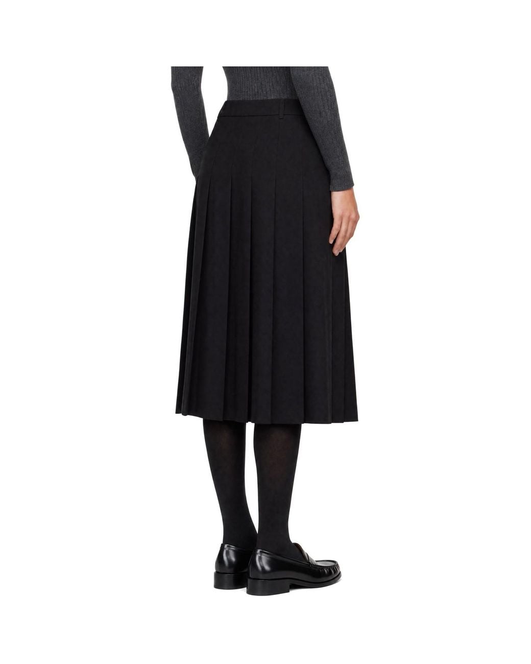 DUNST Black Pleats Midi Skirt