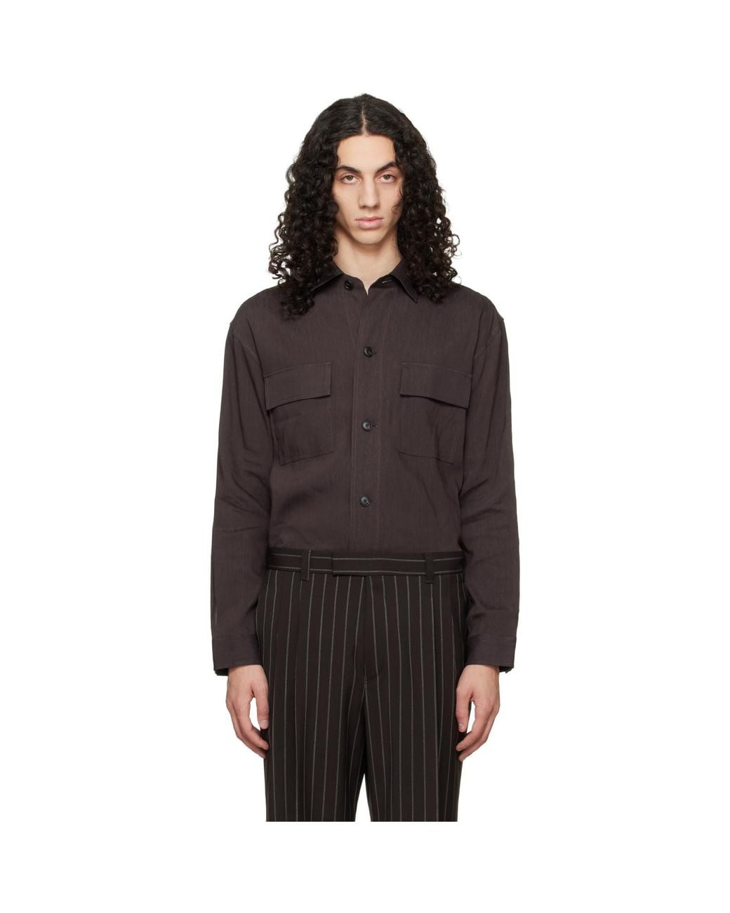 Boss Black Flap Pocket Linen Shirt for men
