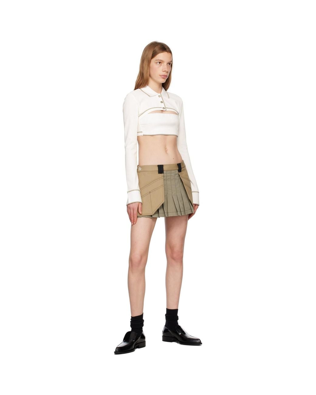 Dion Lee Natural Off-white Shrunken Snap Polo
