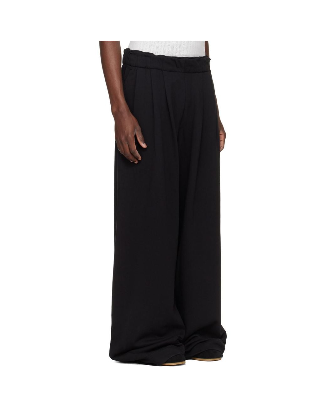 Dries Van Noten Black Pleated Sweatpants for men