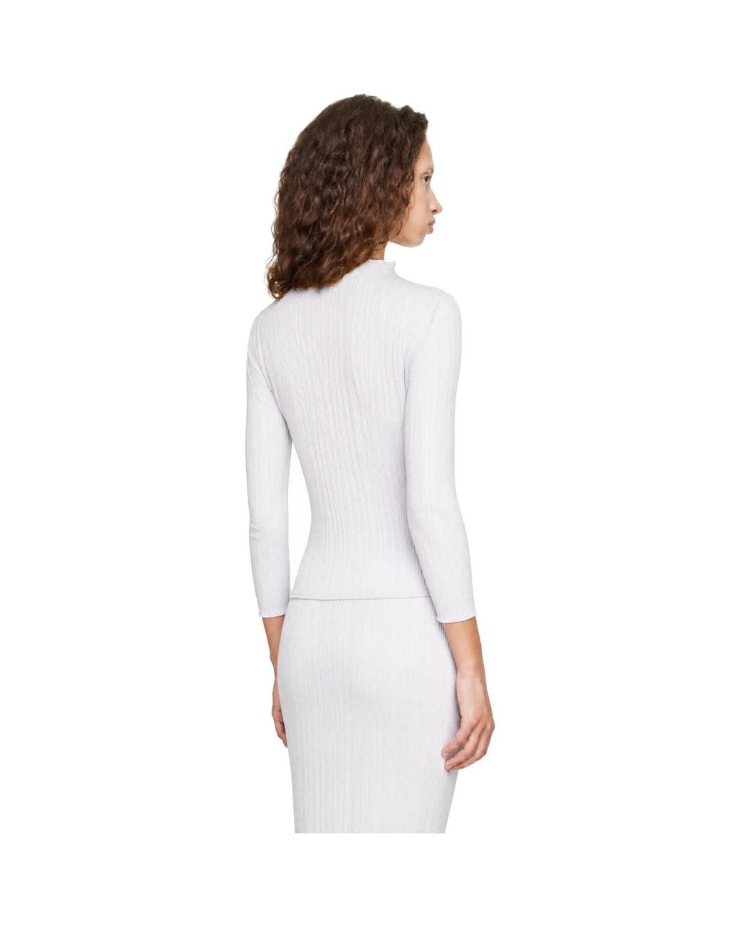 Pleats Please Issey Miyake White Basics Turtleneck Top