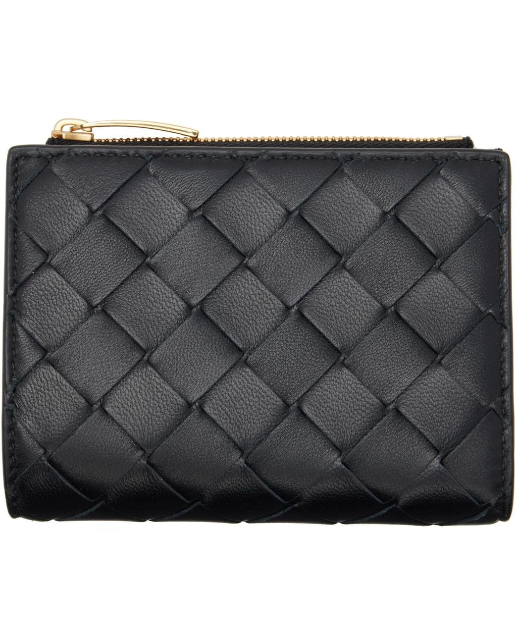 Bottega Veneta Black Intrecciato Small Bi-Fold Wallet