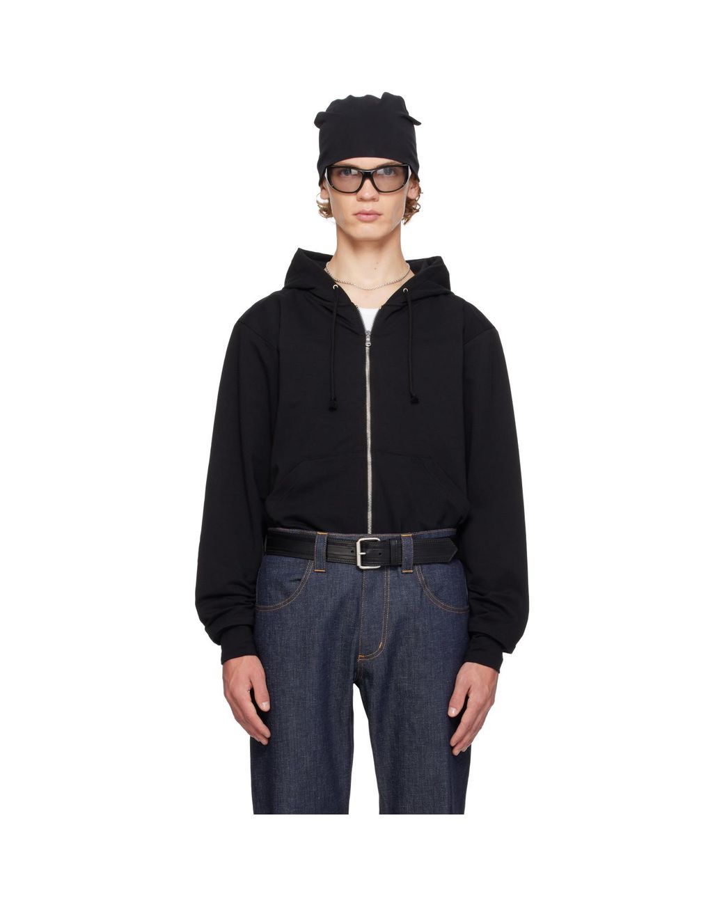 SECONDA Black One Two Hoodie for men
