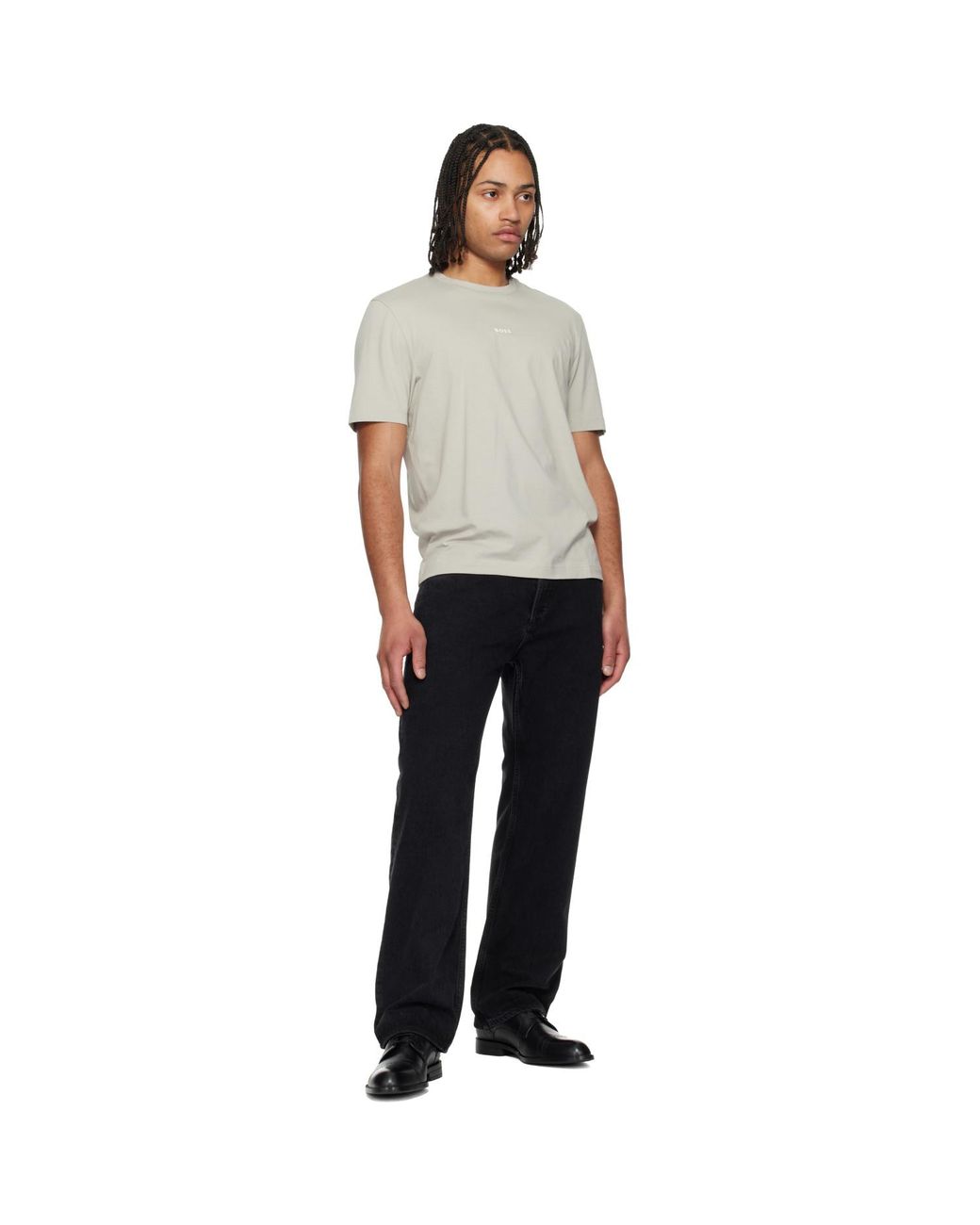 Boss Black Stretch-Cotton Contrast Logo T-Shirt for men