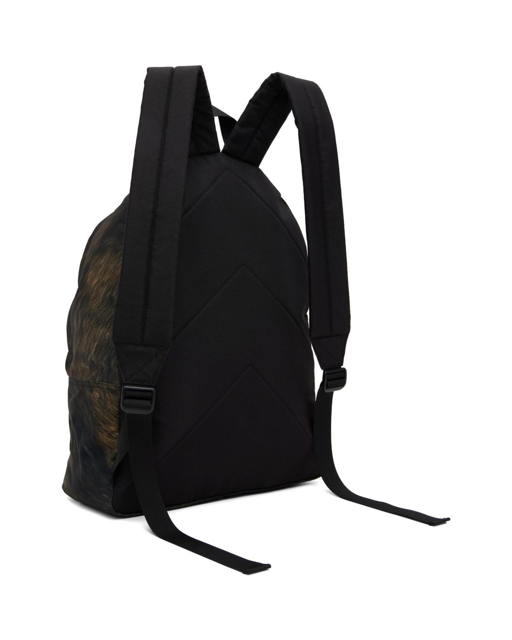 we11done Black Fur Printed Backpack for men