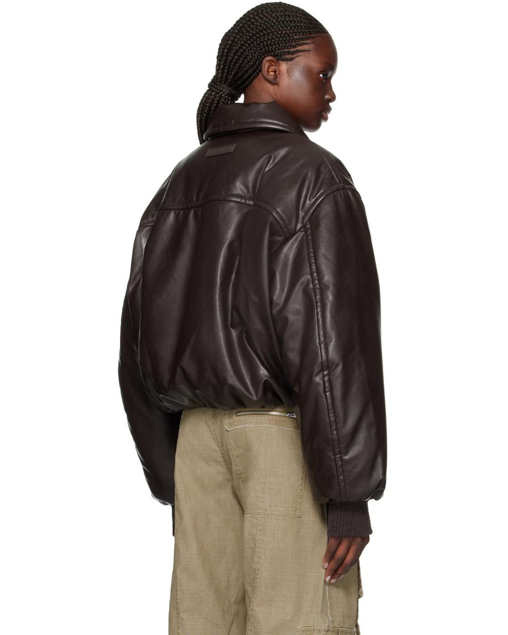 Acne Studios ブラウンレザーボンバージャケット Acne Studios - Leather bomber jacket - Cognac brown