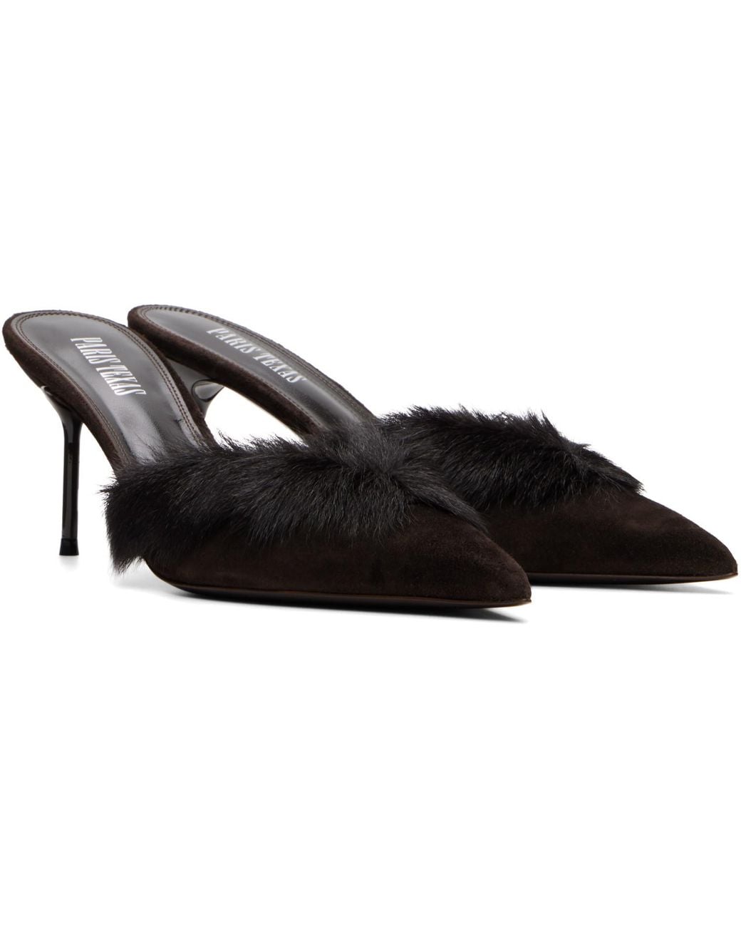 Paris Texas Black Lidia 70Mm Suede Mule Heels