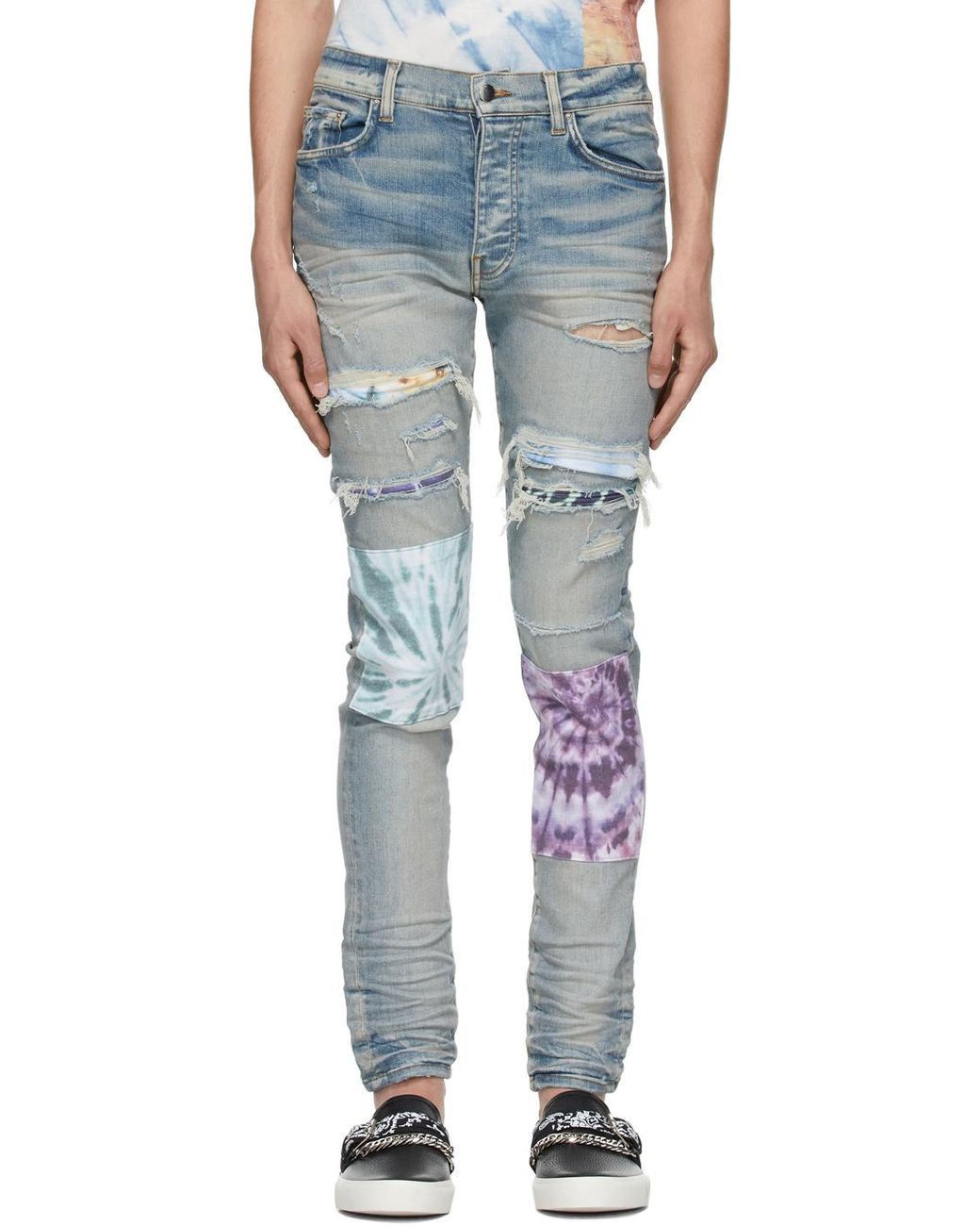 Amiri Denim Blue Tiedye Art Patch Jeans for Men Lyst UK