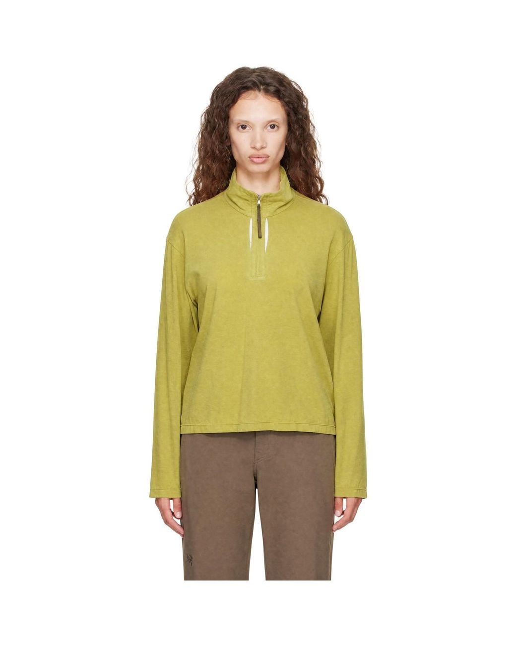 Post Archive Faction PAF Green Cut Out Half Zip Fleece Sweatshirt