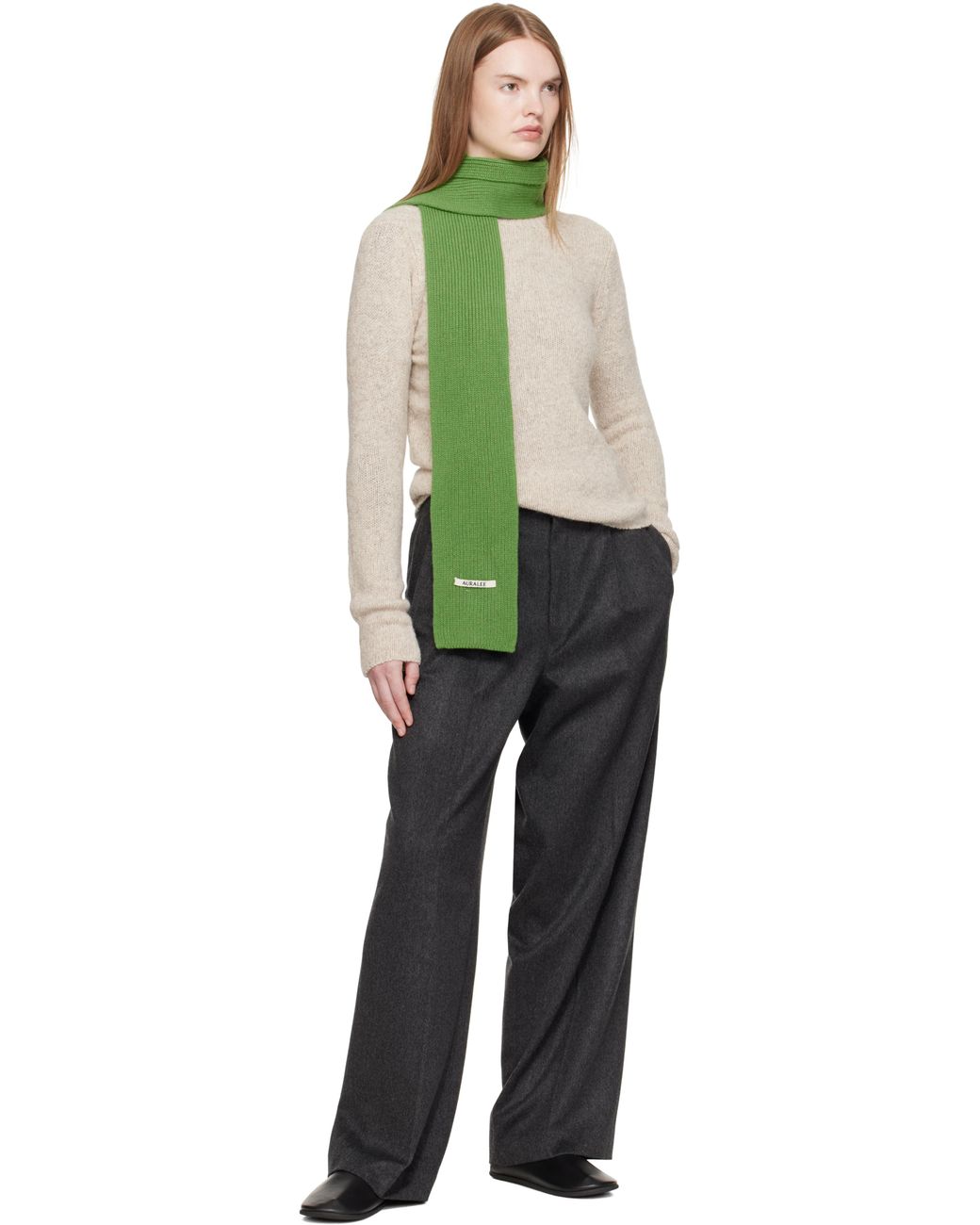 AURALEE Light Cashmere Knit Stole in Green | Lyst