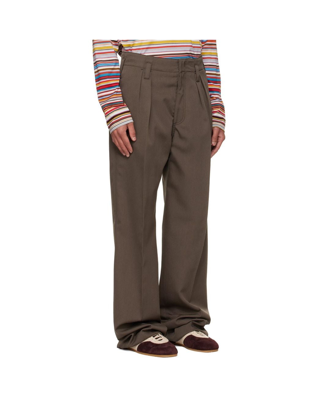 Paul Smith Brown Relaxed-Fit Wool Trousers for men