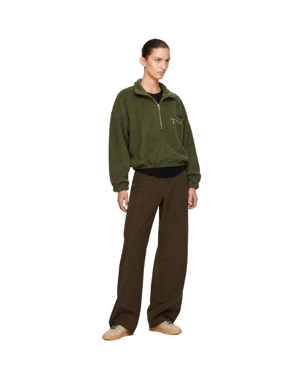 Song For The Mute Green Cosy Wool Half Zip Sweater