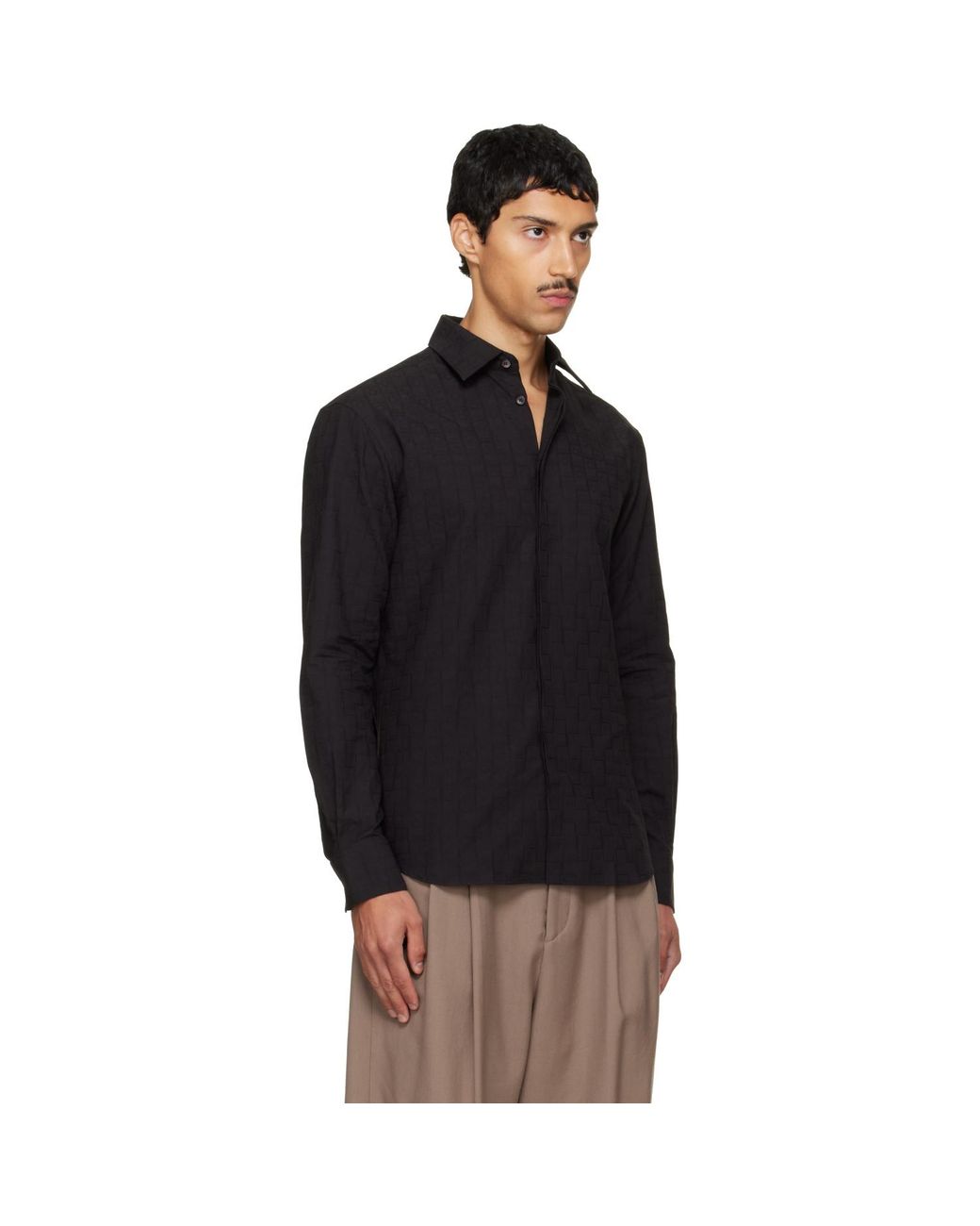 Ferragamo Black Monogram Sport Shirt for men