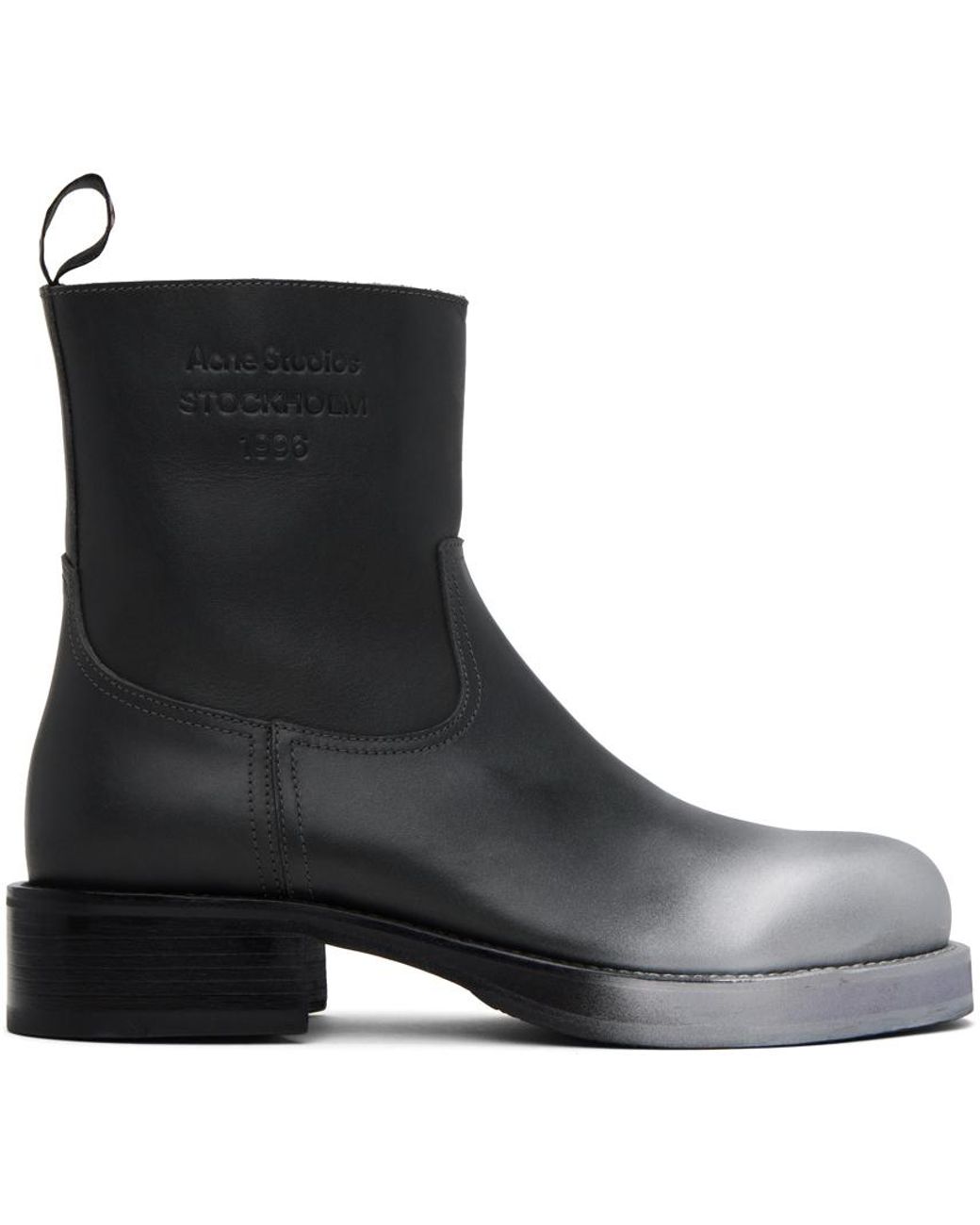 メンズ Acne Studios グレー スプレー レザー ブーツ ブラック メンズ Acne Studios グレー スプレー レザー ブーツ ブラック