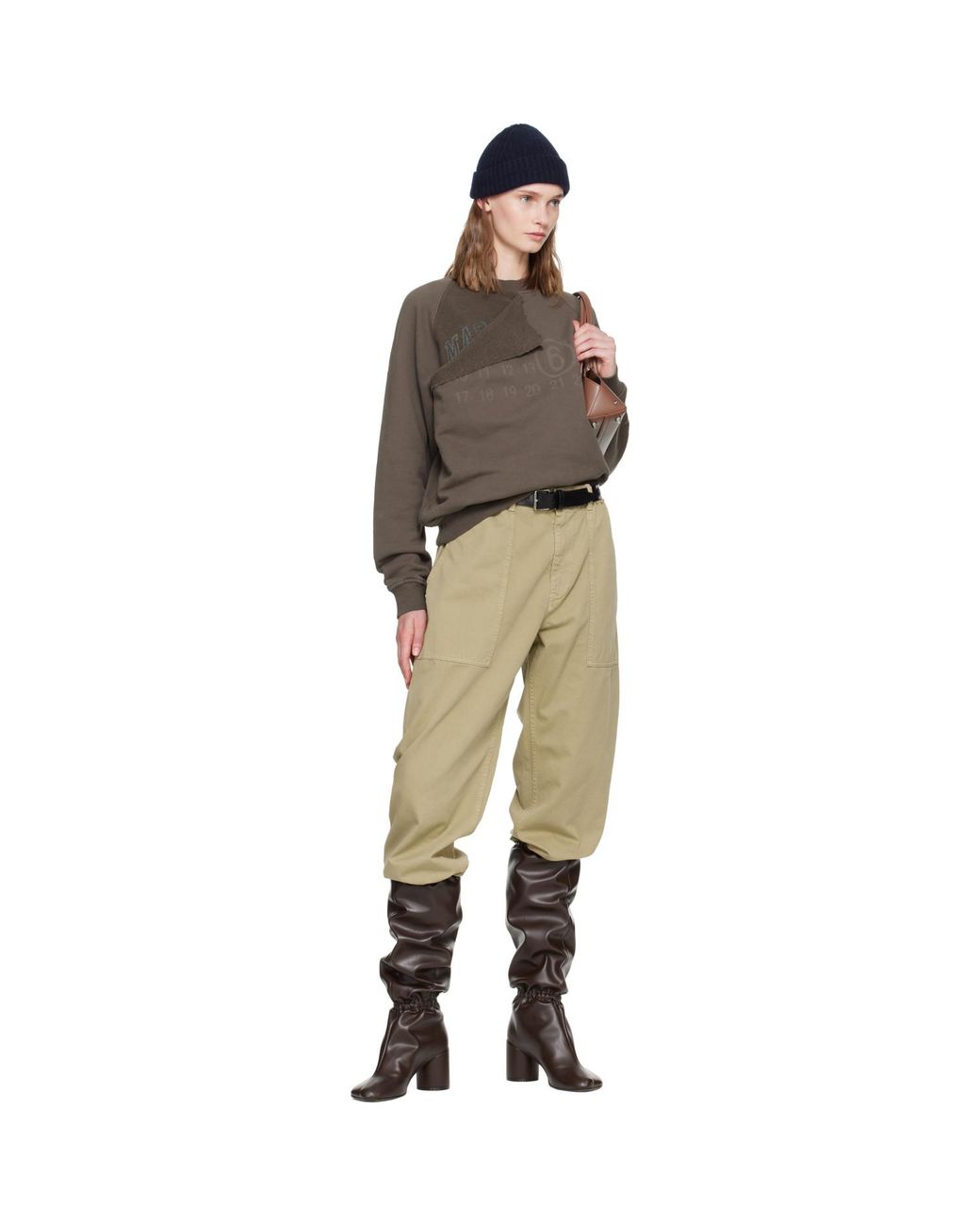 MM6 by Maison Margiela Brown Double Layer Sweatshirt