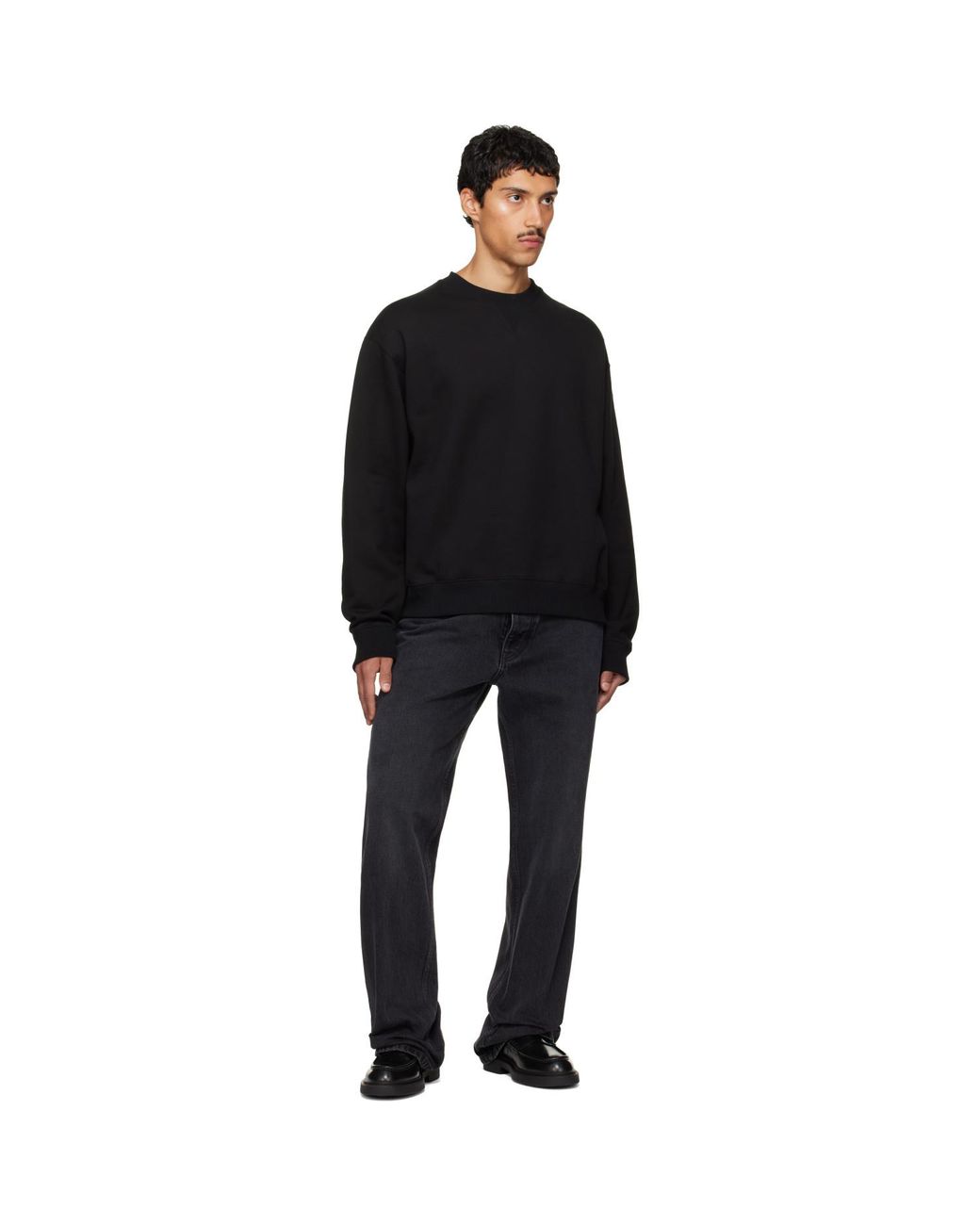 Jil Sander Black Cotton Terry Crew-Neck Sweatshirt for men