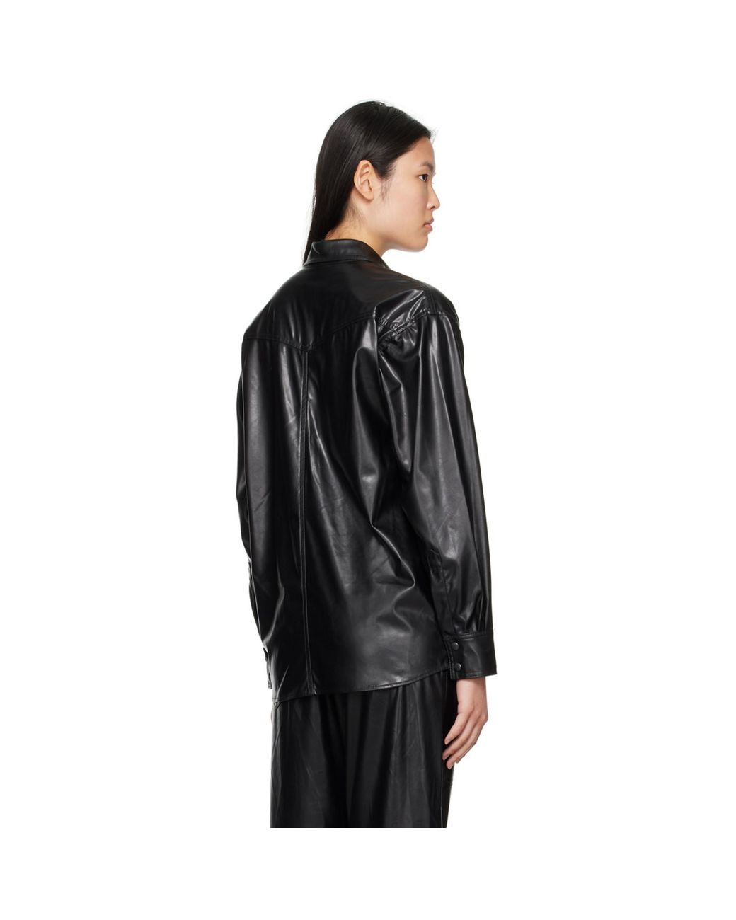 Isabel Marant Black Berny Faux-leather Shirt