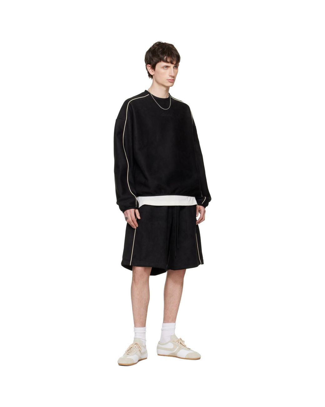 Fear Of God Black Signature Modern Crewneck Faux-Suede Sweatshirt for men