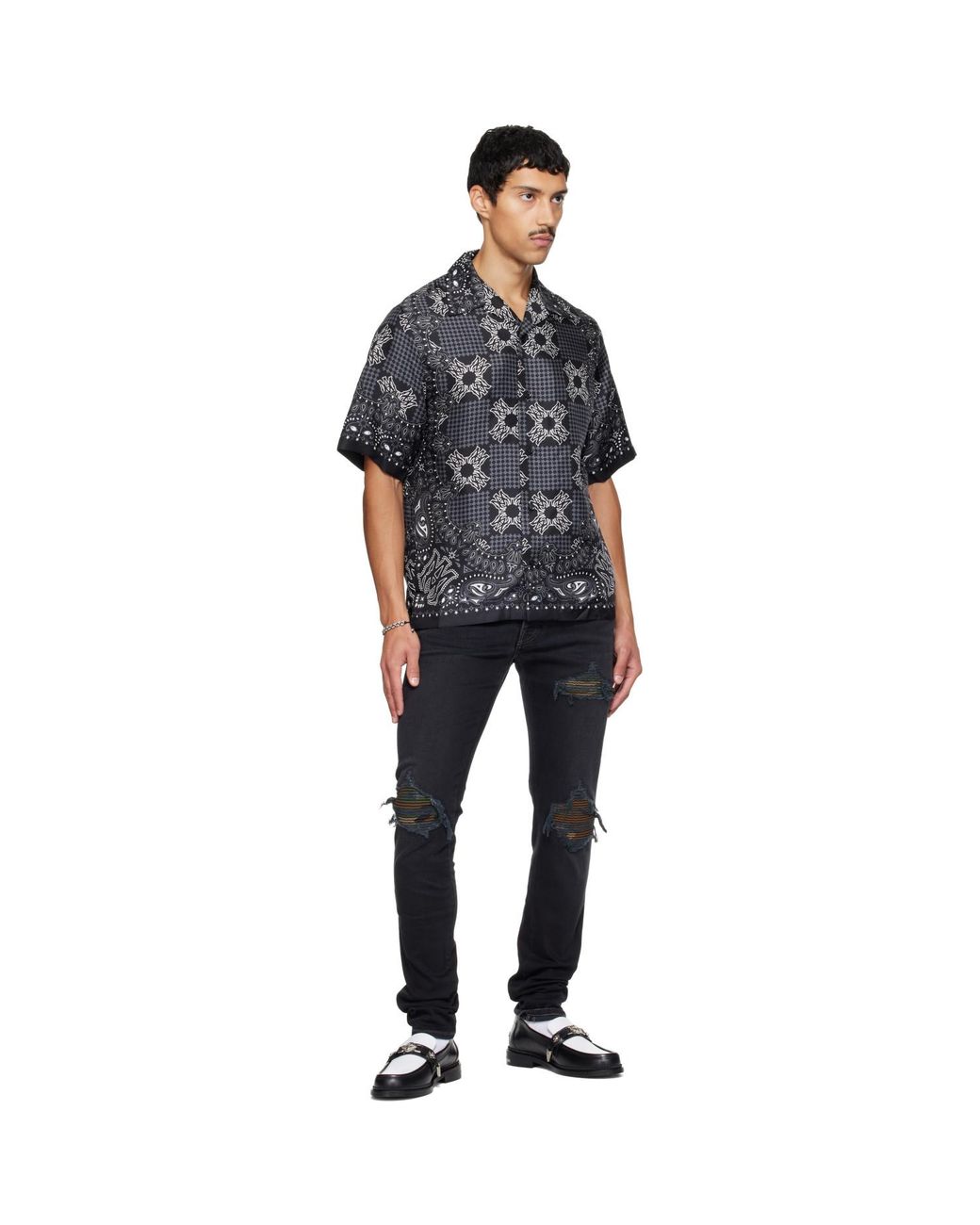 Amiri Black Ma Check Camp Shirt for men