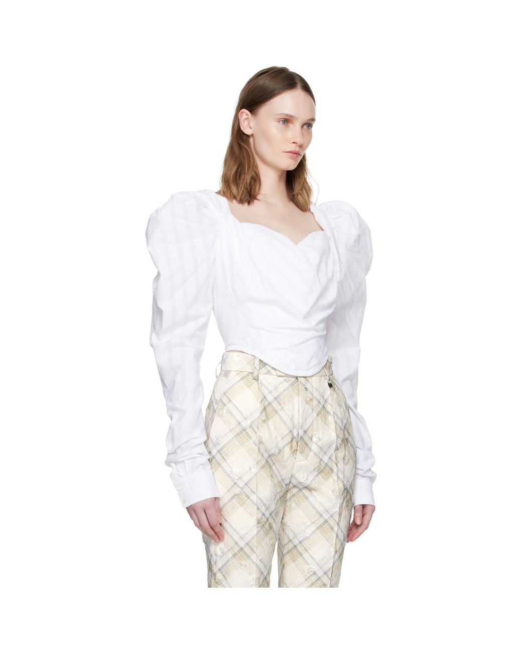 Vivienne Westwood White Ls Sunday Corset Blouse